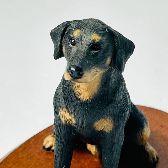 Doberman Pinscher Resin Figurine on Wooden Base Vintage Westland Taiwan 3507 3" - Picture 5 of 7